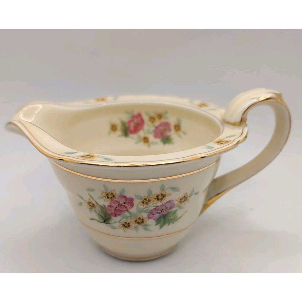Black Knight Waldenburg Studios Footed Creamer Picture Delmonte Floral Pattern